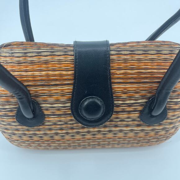 Le Sac Y2K Handmade Woven Hard Shell Purse Boho Coastal Cowgirl Retro Mini - Picture 2 of 10